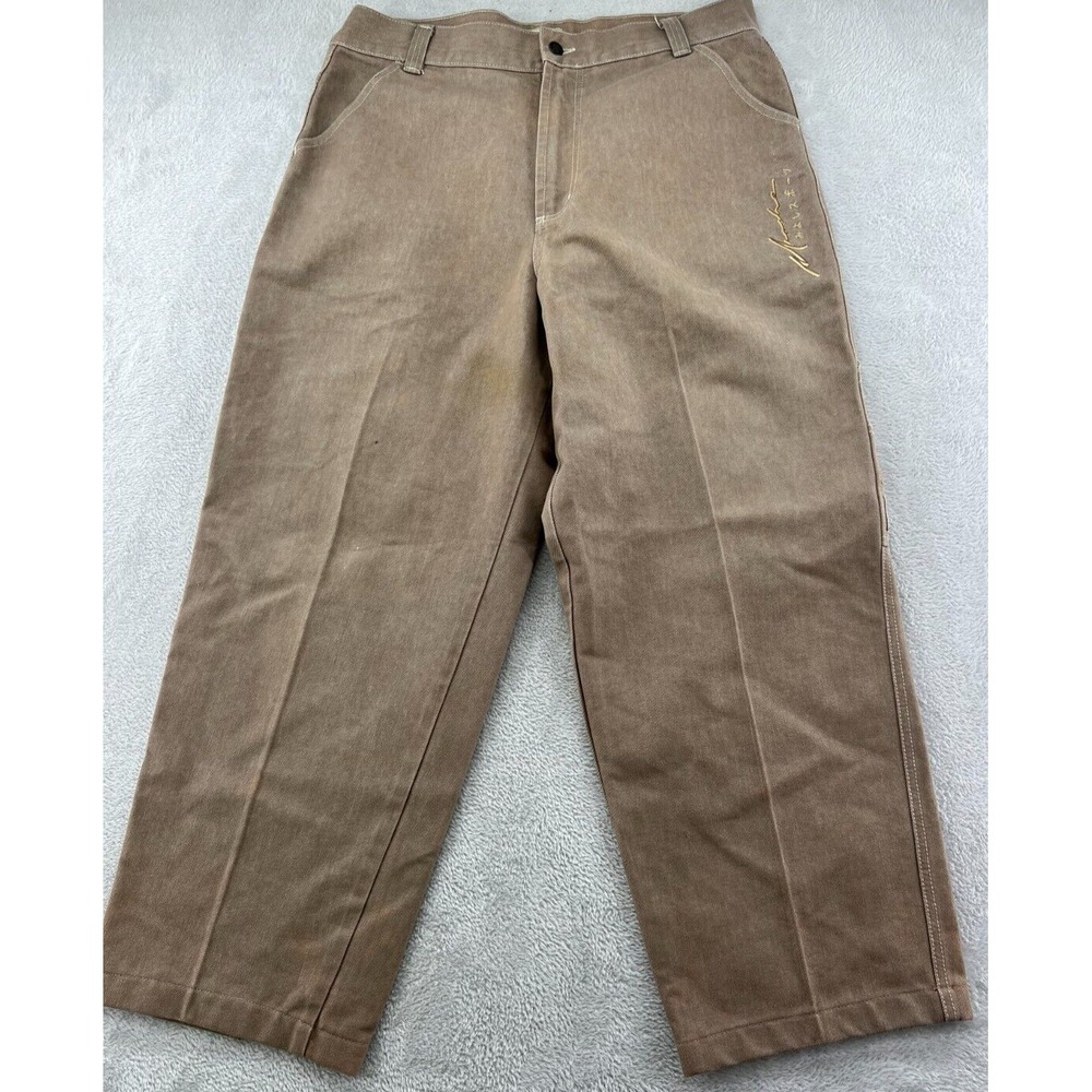 Vintage Meoshe Carpenter Jeans Mens 38 Brown Denim Wide Leg Y2K Streetwear Patch
